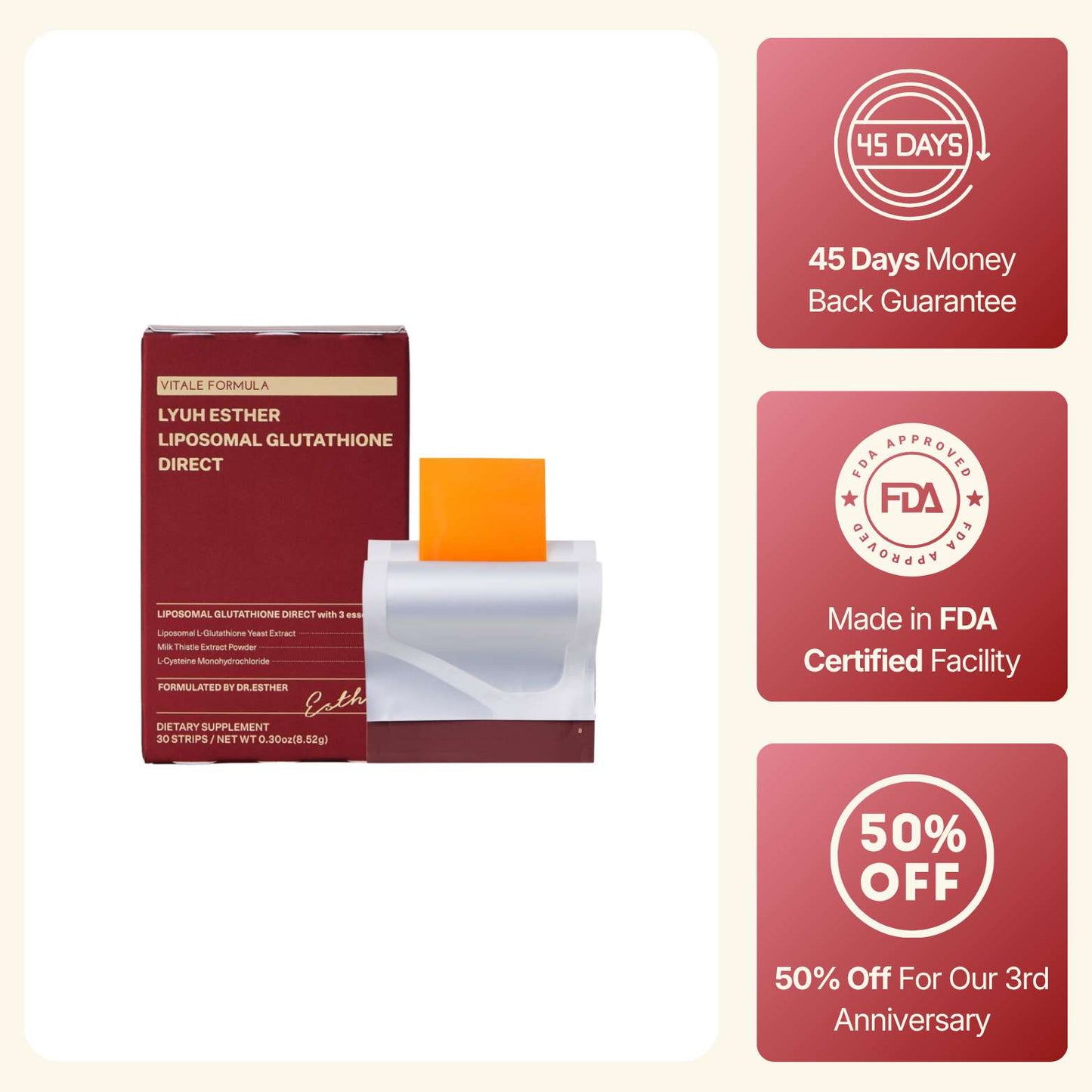 Vitale Liposomal Glutathione Direct Glutathione Strips